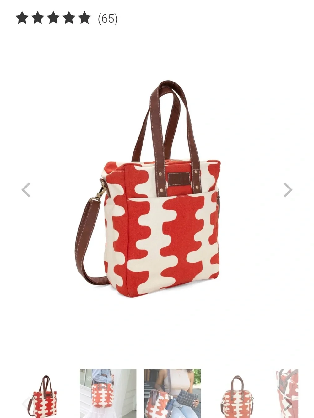 Maika Orange and Cream Laptop Tote Bag with Brown Straps